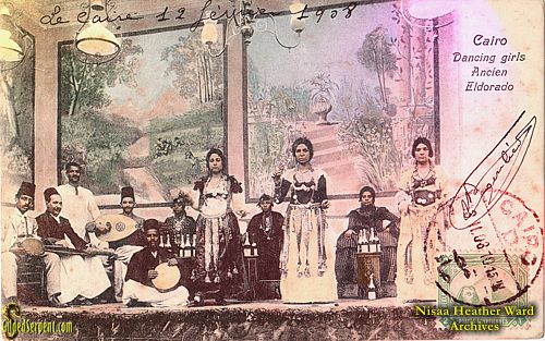 Lichtenstern and Harari postcard showing dancers, singers, and musicians on the stage of El Dorado.  The card is postmarked 1908.  This card is from my personal collection